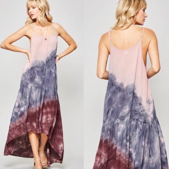Tie Dye Maxi High Lo Ruffle Bottom - Picture 3 of 5